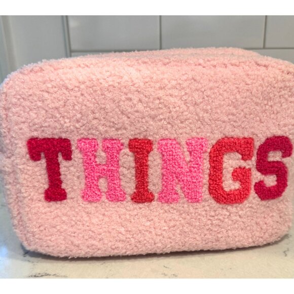 Cute Travel Toiletries Bag Pouch Set in Pink and White - Picture 4 of 8